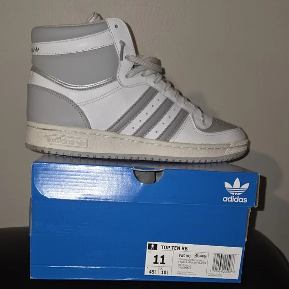 Top 10 RB Adidas Gray and White High-Top Sneakers - Picture 6 of 7